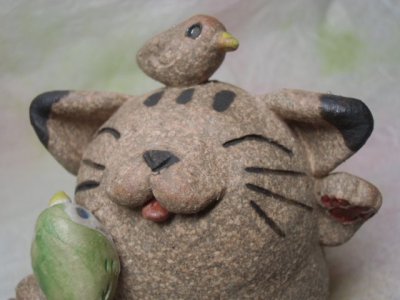 画像2: 小鳥と猫 （茶）