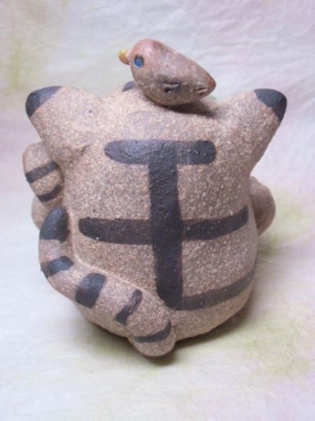 画像2: 小鳥と猫 （茶） (2)