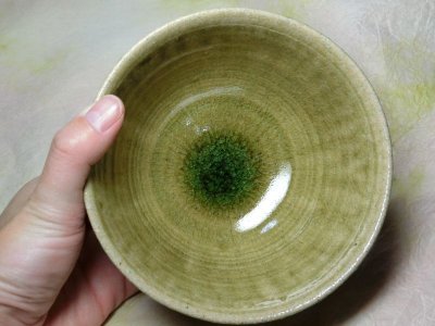 画像1: 茶碗（大・櫛目緑釉）