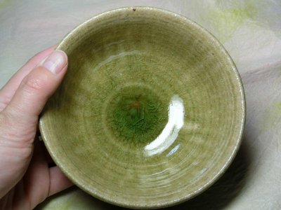 画像1: 茶碗（小・櫛目緑釉）