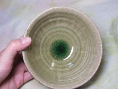 画像1: 茶碗（大・しのぎ緑）